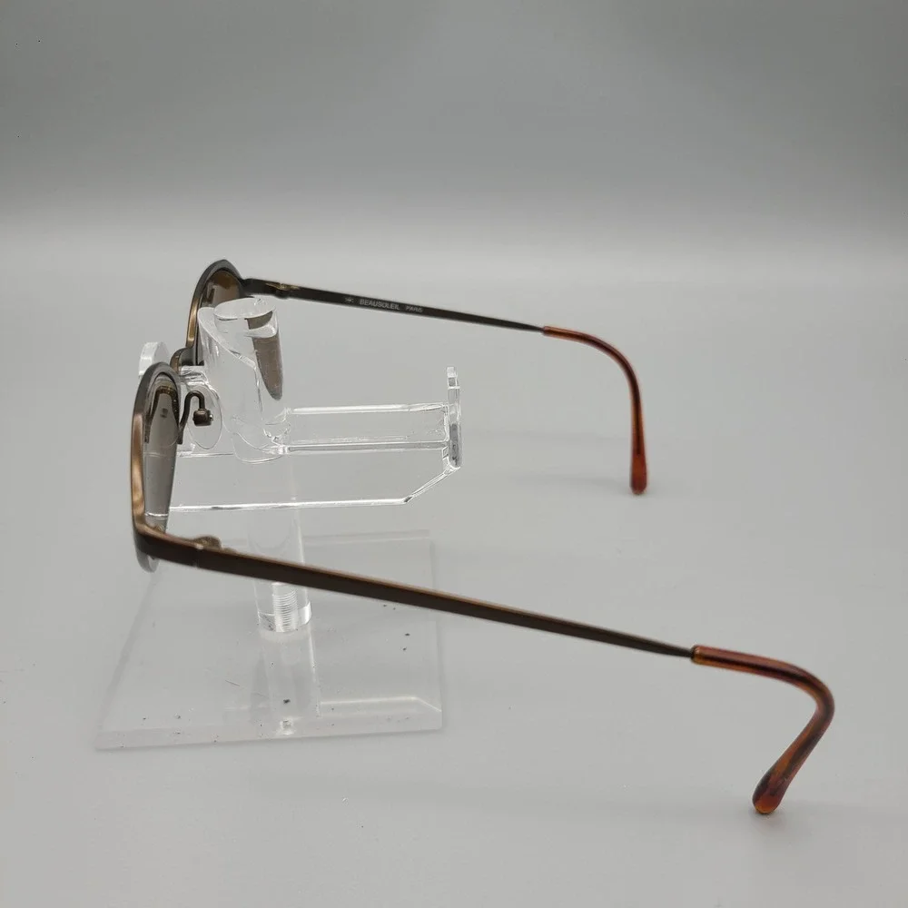 Beausoleil Paris Sunglasses Bronze Metal Oval Frame Brown Lens Made in France